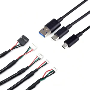 Custom USB cable assembly with different connector and wire configurations
