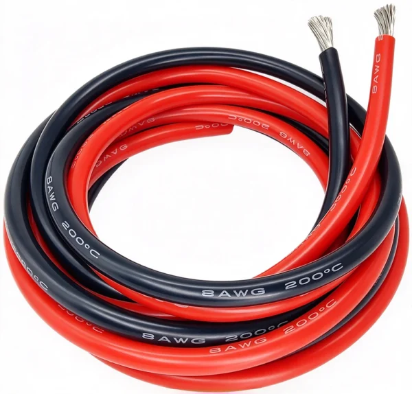 Single-core soft silicone insulated wire in red and black