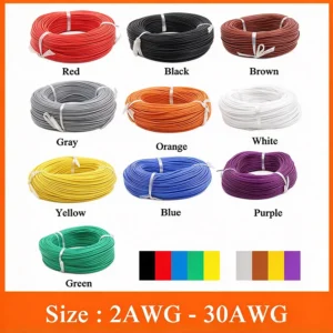 Single-core silicone insulated wires in different insulation colors